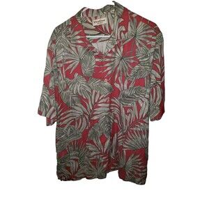 Caribbean Silk Blend Tropical Style Men's Short Sleeve Button Up  Size XL
